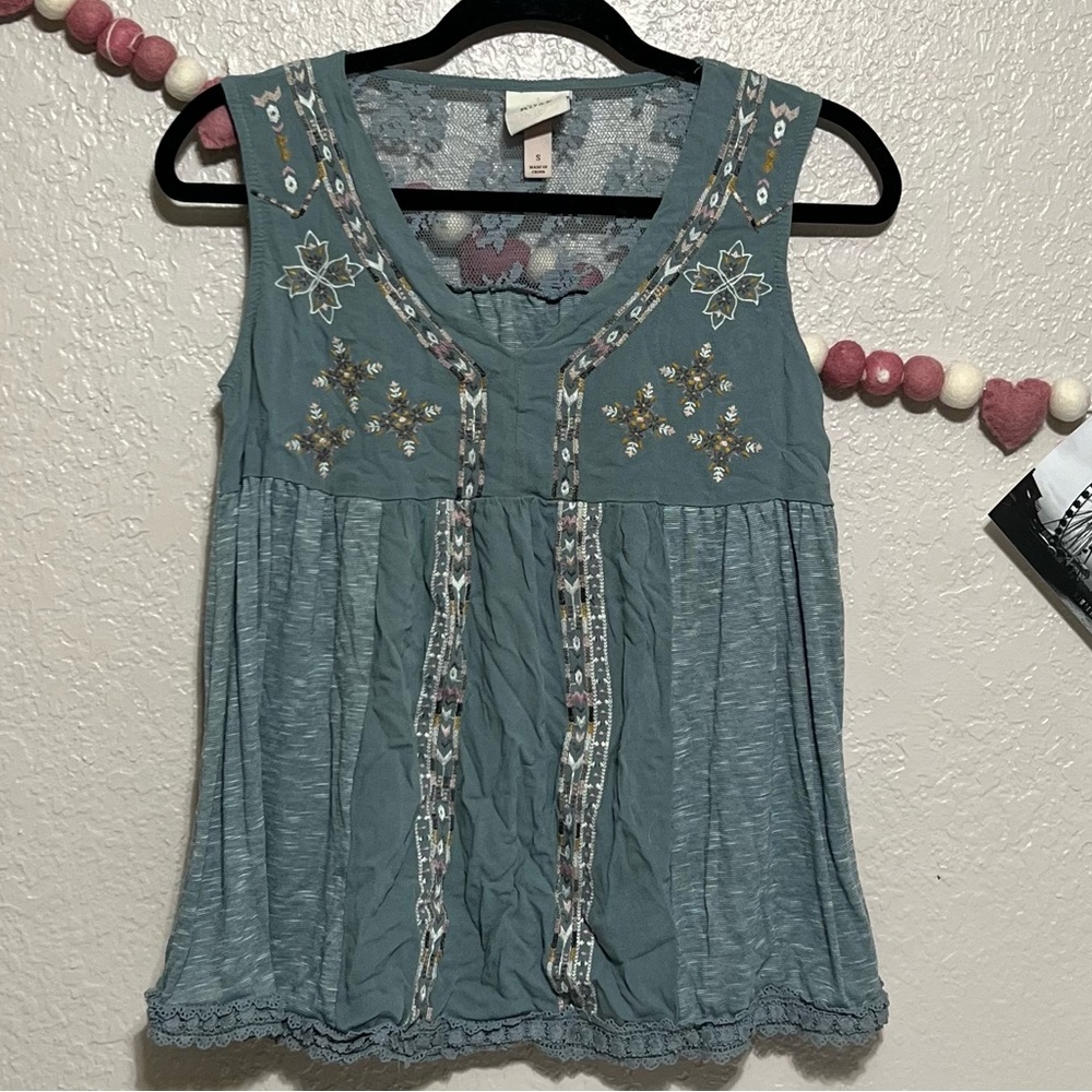 Knox Rose Embroidered & Lacey Tank